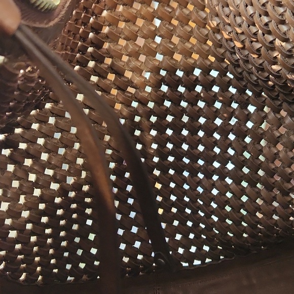 Frye Brown Leather‎ and Woven Shoulder Bag - Picture 3 of 7